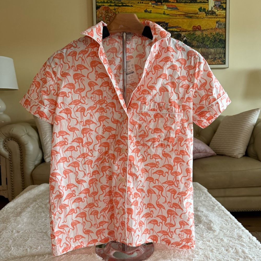 J. Crew Flamingo Print top - Picture 1 of 6